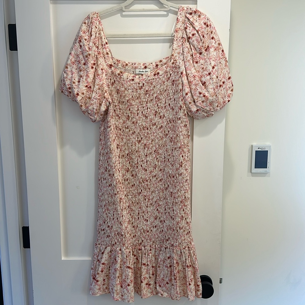 Anthropologie Another Love Floral Smocked Mini Dress L